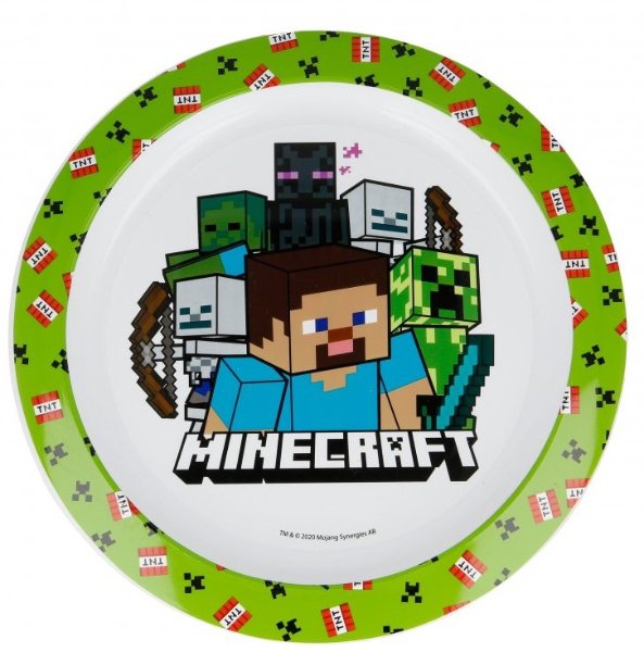 DĚTSKÝ JÍDELNÍ TALÍŘ MINECRAFT PLAST MĚLKÝ 22CM