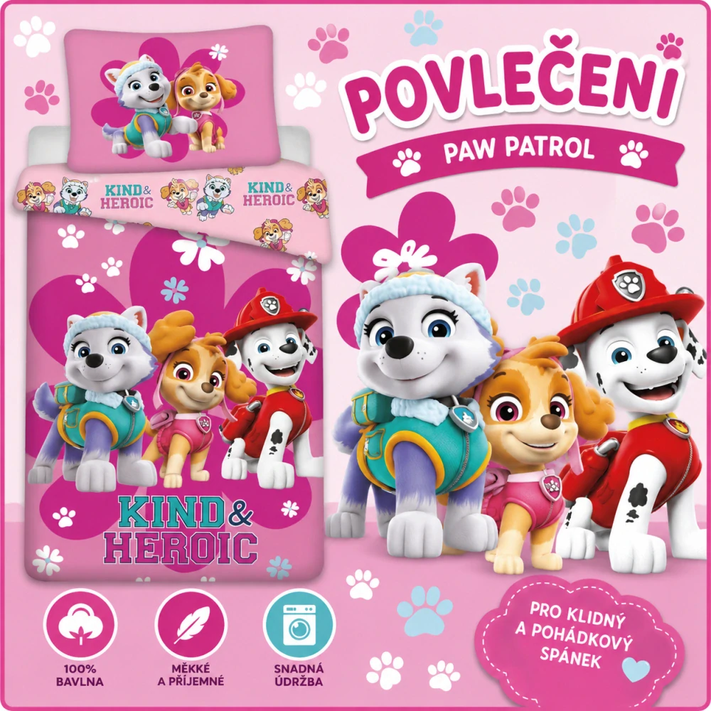 JERRY FABRICS Povlečení Paw Patrol PP 475 Heroic 140x200, 70x90 cm