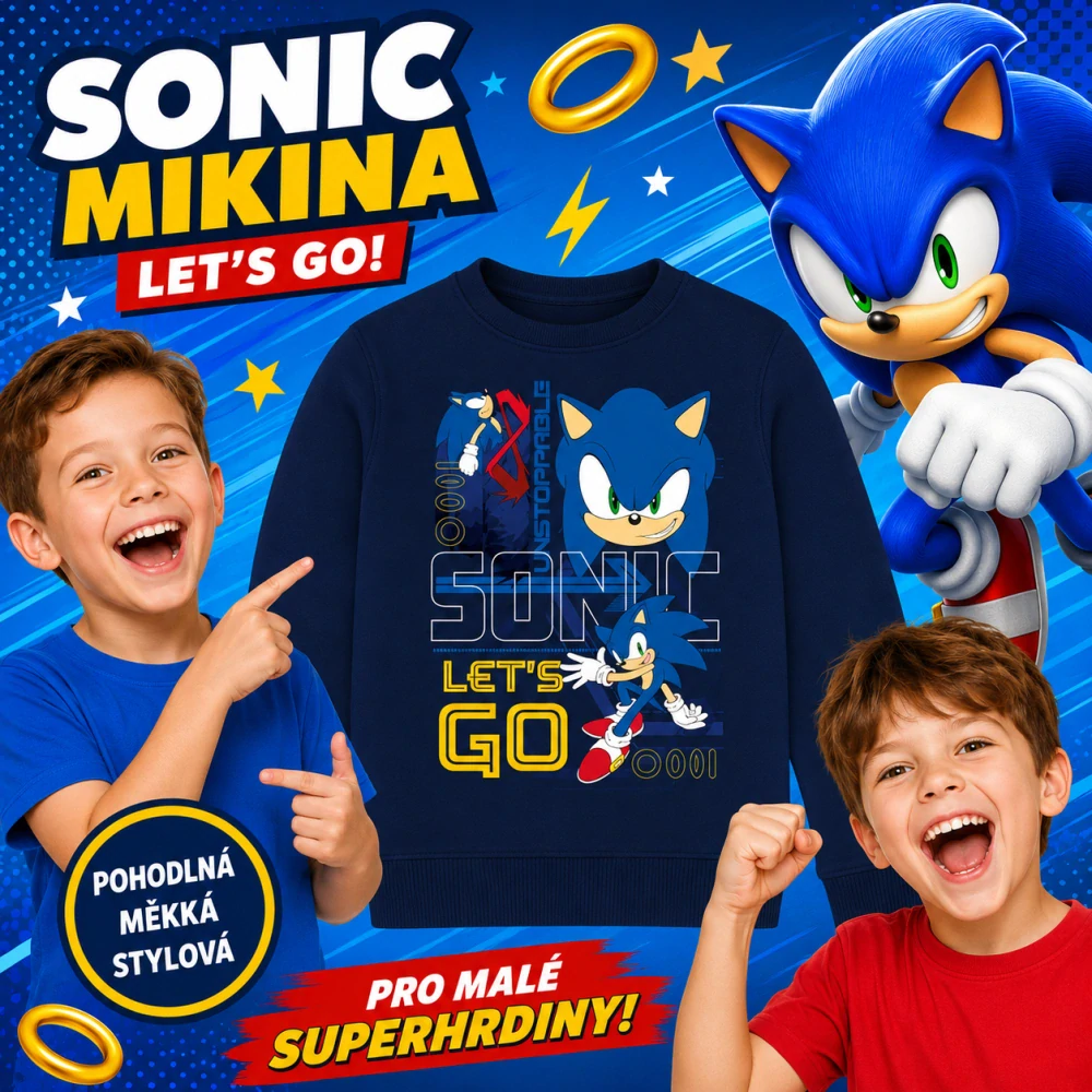 CHLAPECKÁ MIKINA SONIC PŘES HLAVU