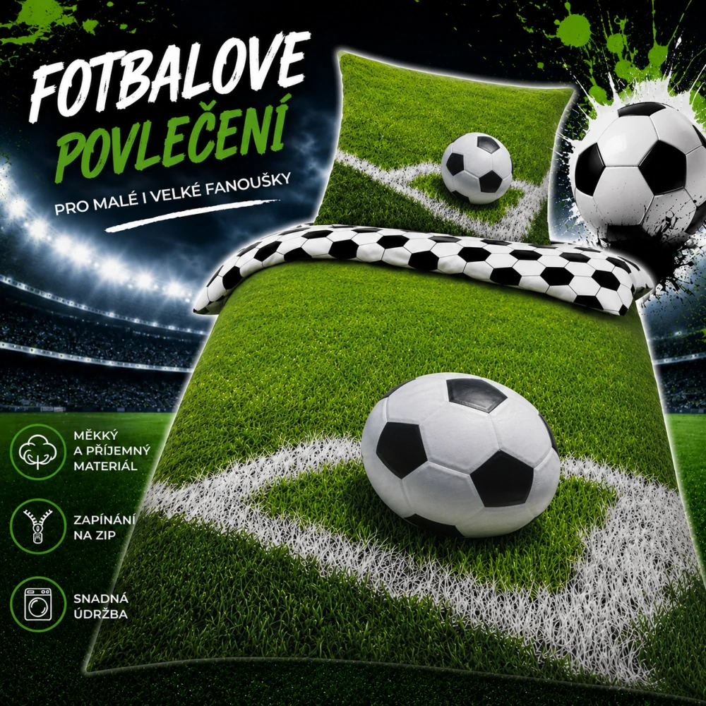 JERRY FABRICS Povlečení fototisk Fotbal 01 140x200,70x90 cm