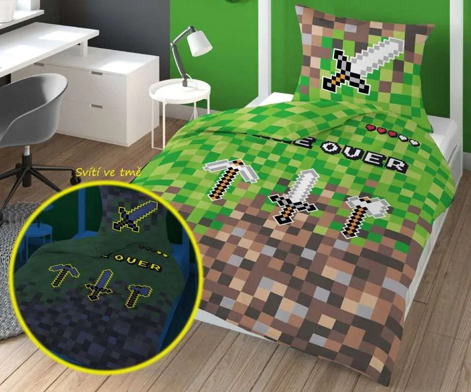 DETEXPOL Povlečení Kostičky Game Over meč svítící 140/200, 70/80