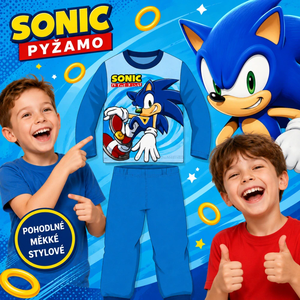 CHLAPECKÉ PYŽAMO SONIC světle modré