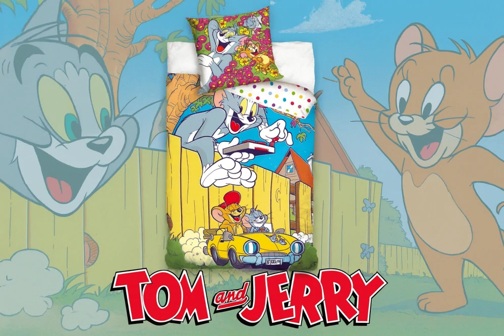 Dětské povlečení Tom a Jerry Ve žlutém kabrioletu
