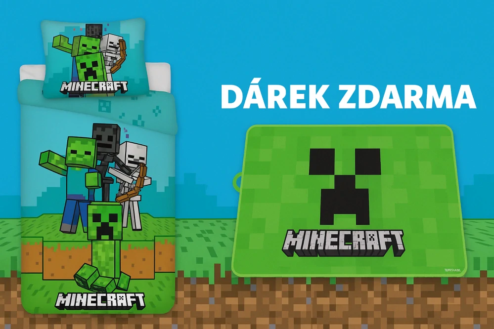 Jerry Fabrics Povlečení Minecraft Mobs here 140x200 70x90+DÁREK