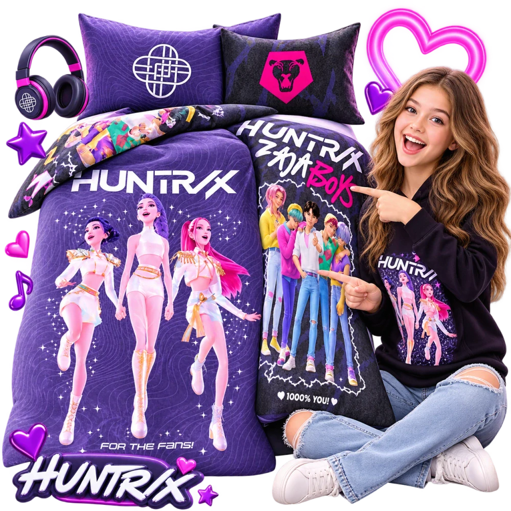 Povlečení z mikrovlákna 140x200 + 70x90 cm - K-Pop Demon Hunters "Idol Crew"