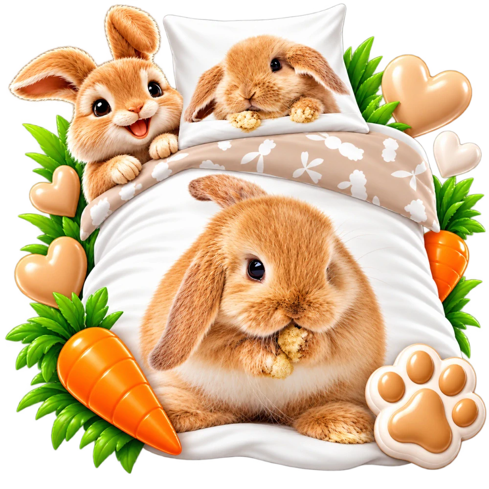 JERRY FABRICS Povlečení fototisk Bunny brown 140x200, 70x90 cm