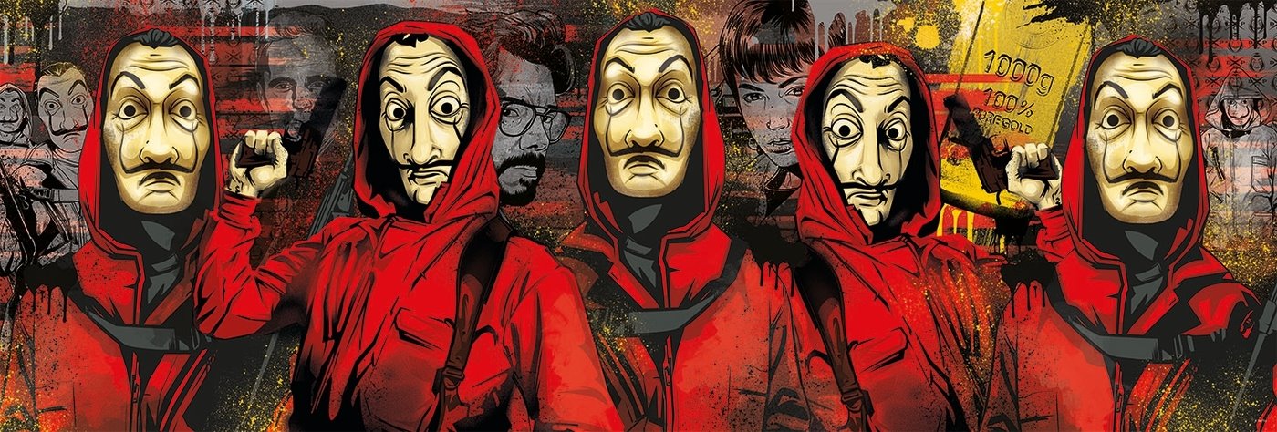PANORAMATICKÉ PUZZLE NETFLIX PAPÍROVÝ DŮM 1000 dílků