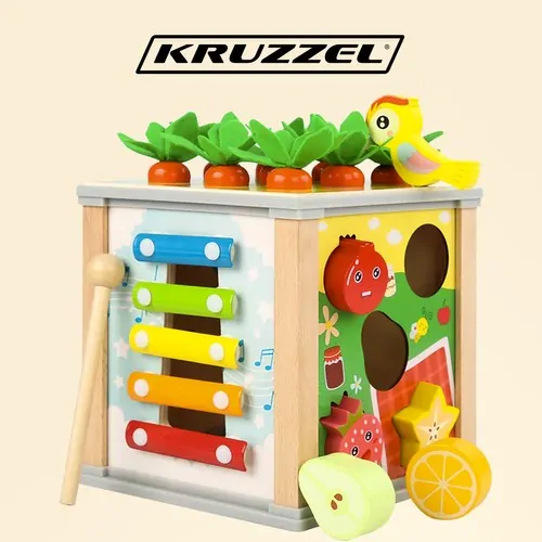 Kruzzel dřevěná vzdělávací kostka vkládačka