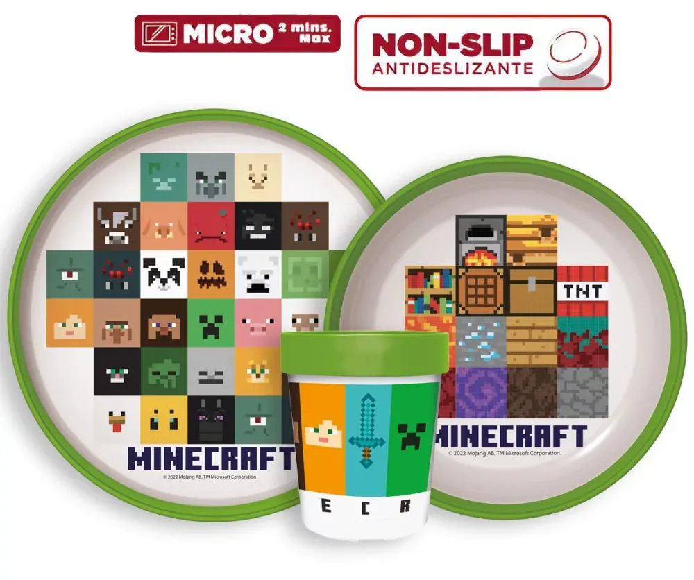 Protiskluzová jídelní sada s pohárkem Minecraft