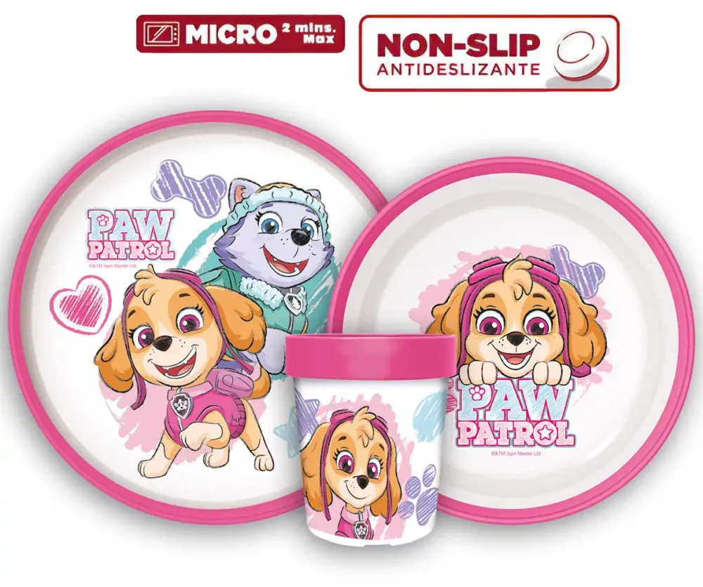 Protiskluzová jídelní sada s pohárkem Paw Patrol Skye