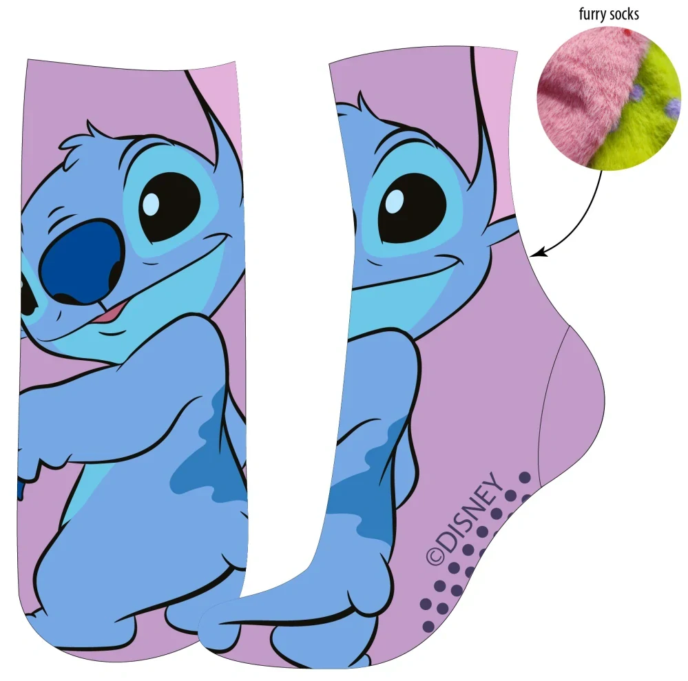 Dívčí kožešinové ponožky Disney Stitch s protiskluzem