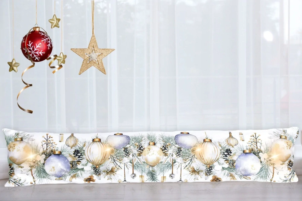 Vánoční svítící dekorace okenní polštář Baňky 11249 18x85 cm