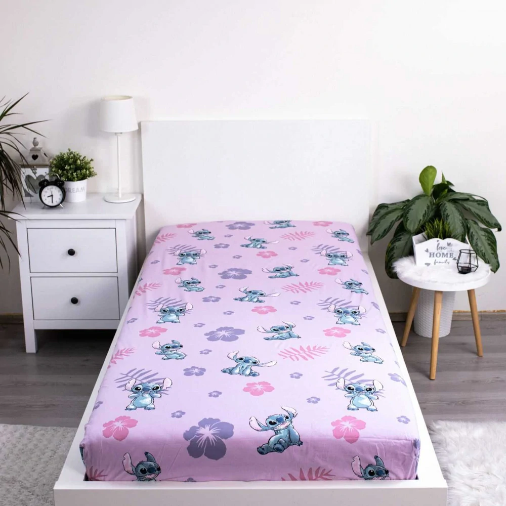 JERRY FABRICS Prostěradlo Lilo and Stitch pink 90/200 cm