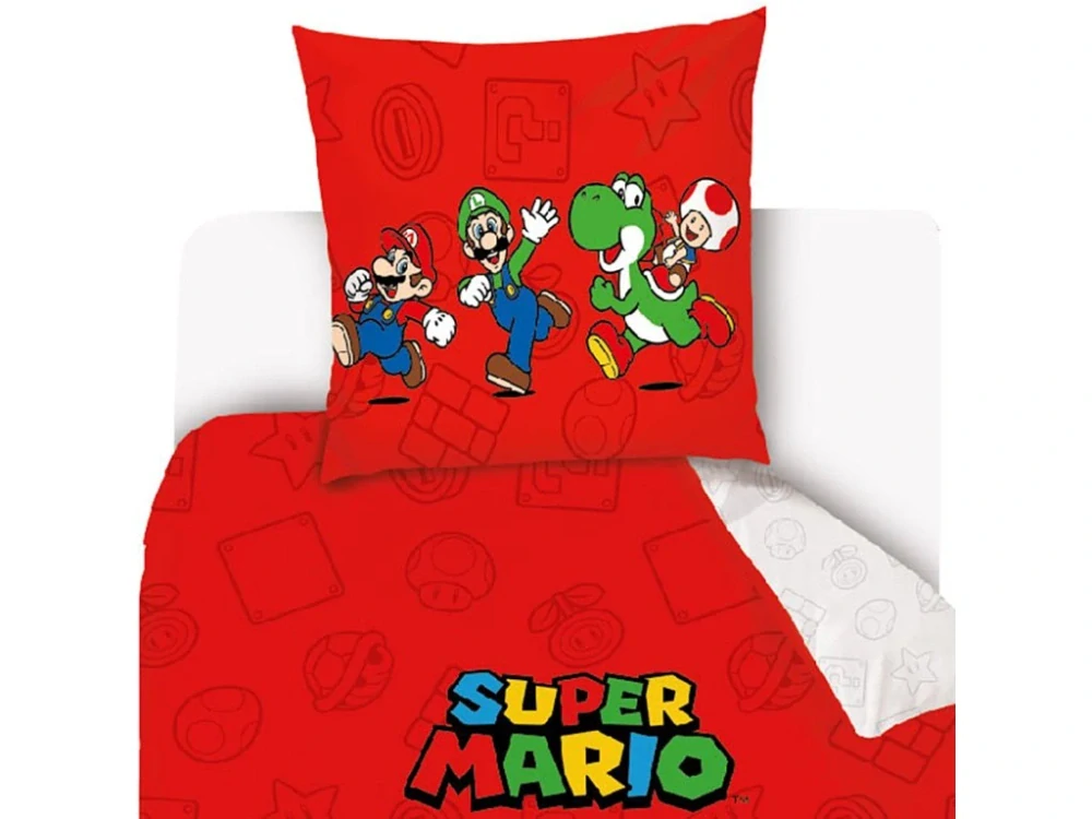 Bavlněné povlečení 140x200 + 70x90 cm - Super Mario Luigi a Yoshi