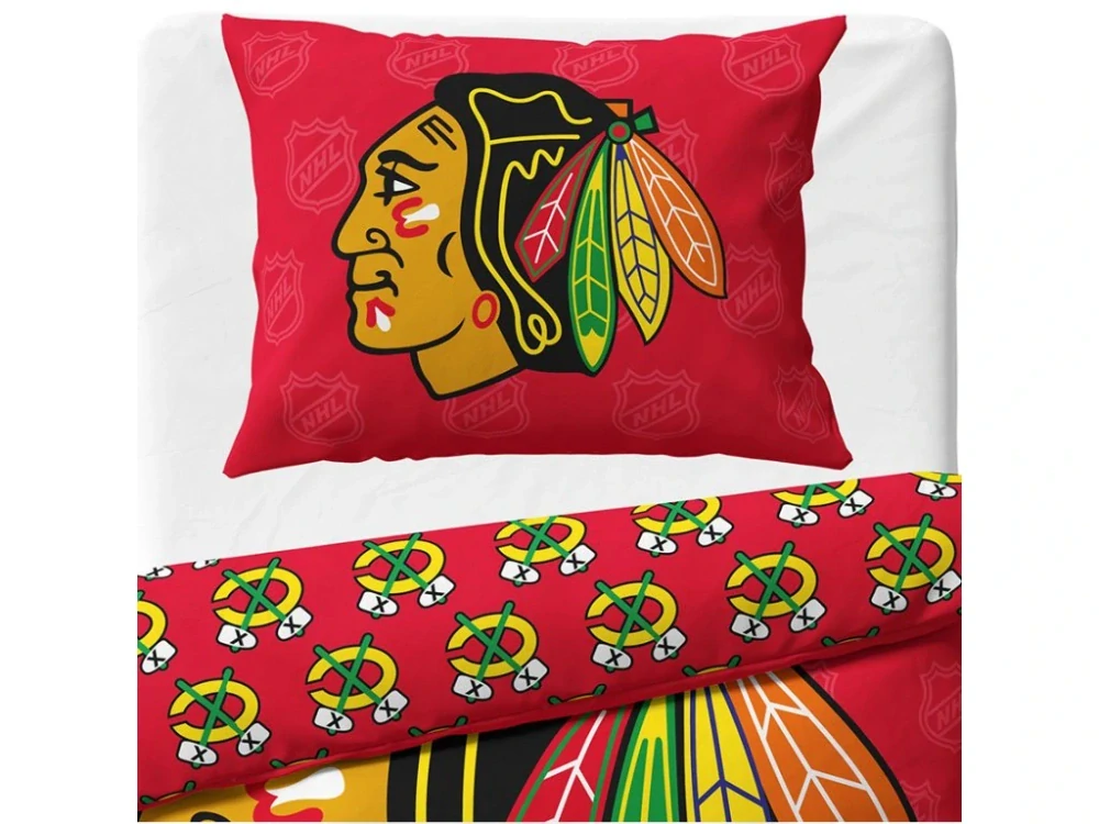 Hokejové povlečení NHL Chicago Blackhawks Shields 140x200,70x90 cm