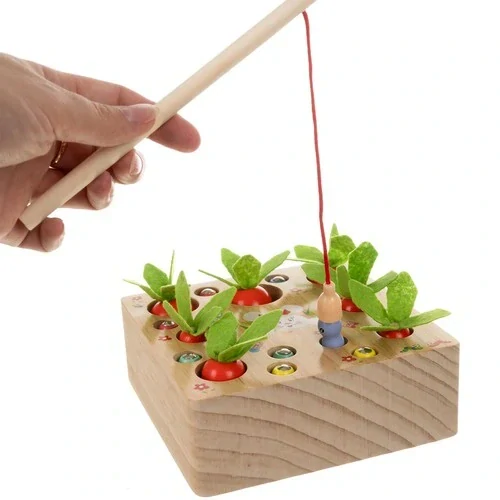 Kruzzel montessori dřevěná vzdělávací hra 2 v 1 mrkvová zahrádka