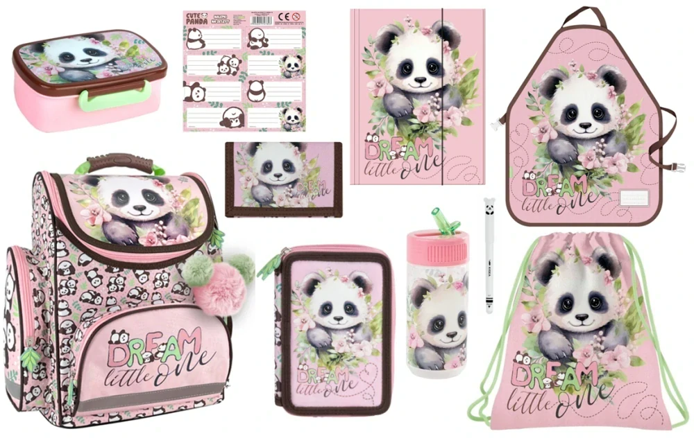 Zvýhodněná školní sada s aktovkou panda 10ks