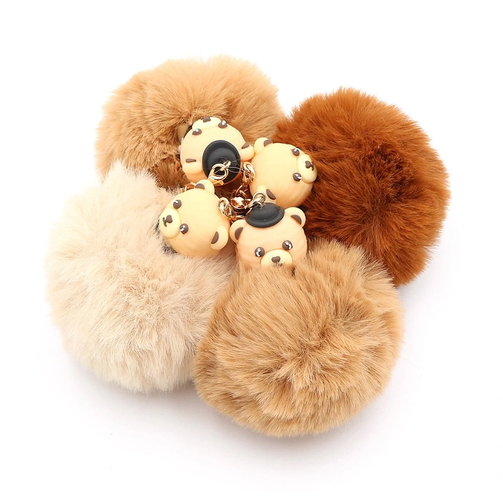 Klíčenka / Přívěsek PomPom (mix hnědých barev)