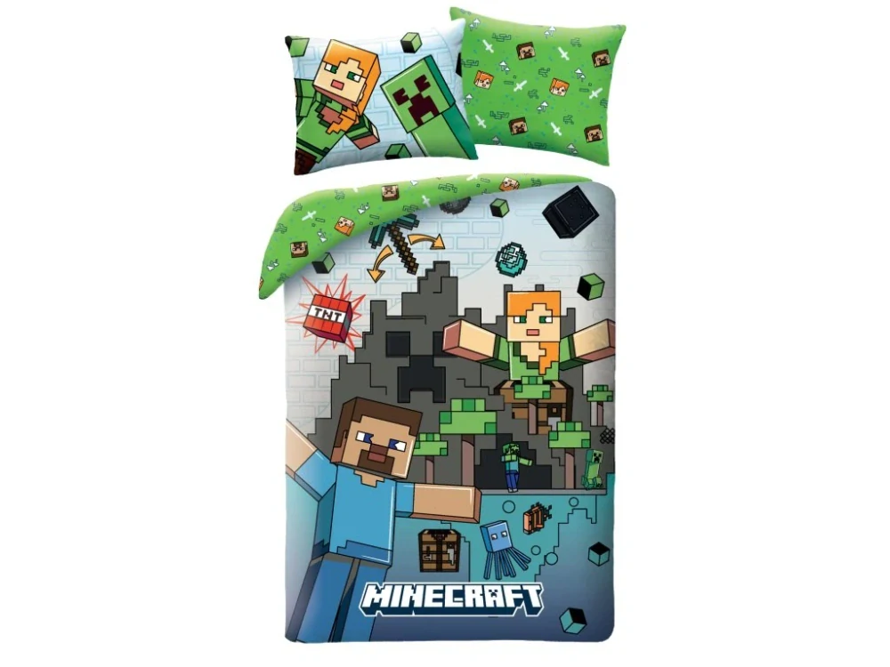 Bavlněné povlečení 140x200 + 70x90 cm - Minecraft "Explosion"