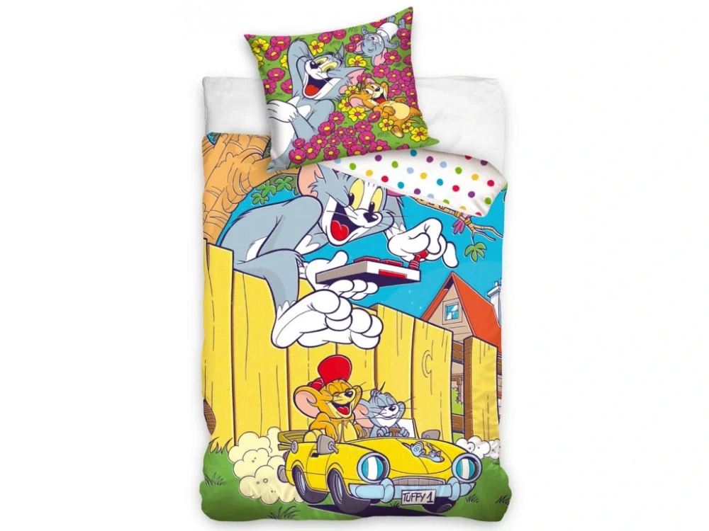 Dětské povlečení Tom a Jerry Ve žlutém kabrioletu