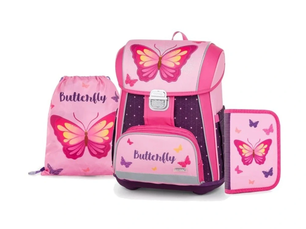 Školní set 3ks PREMIUM Motýl růžový