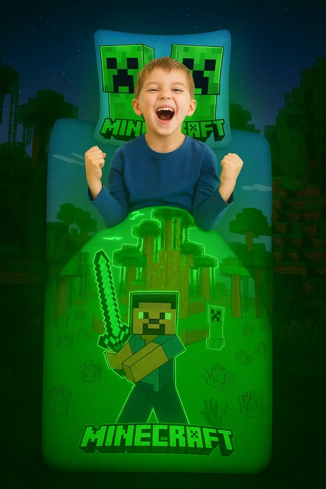 Povlečení Minecraft Jungle Fight svítící efekt 140x200, 70x90 cm