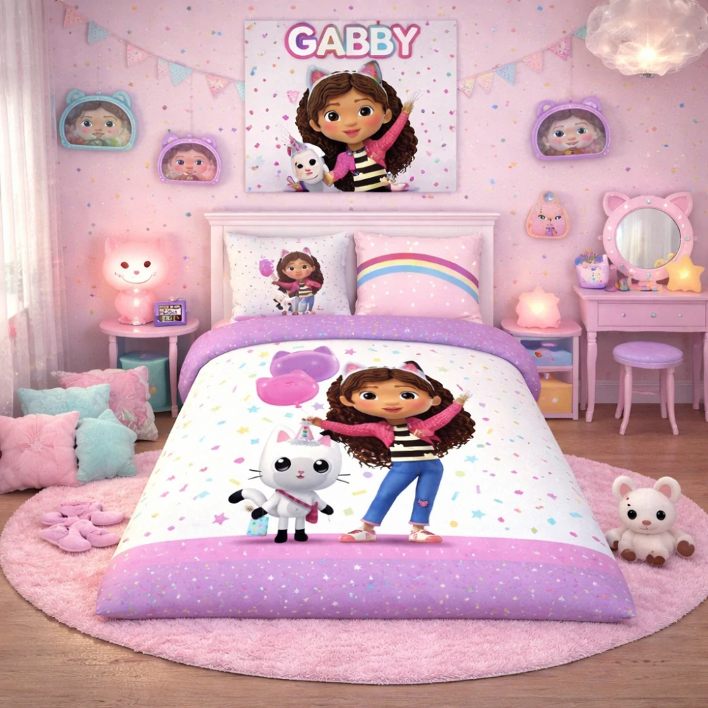 Povlečení Gabby´s Dollhouse Confetti 140x200, 70x90 cm