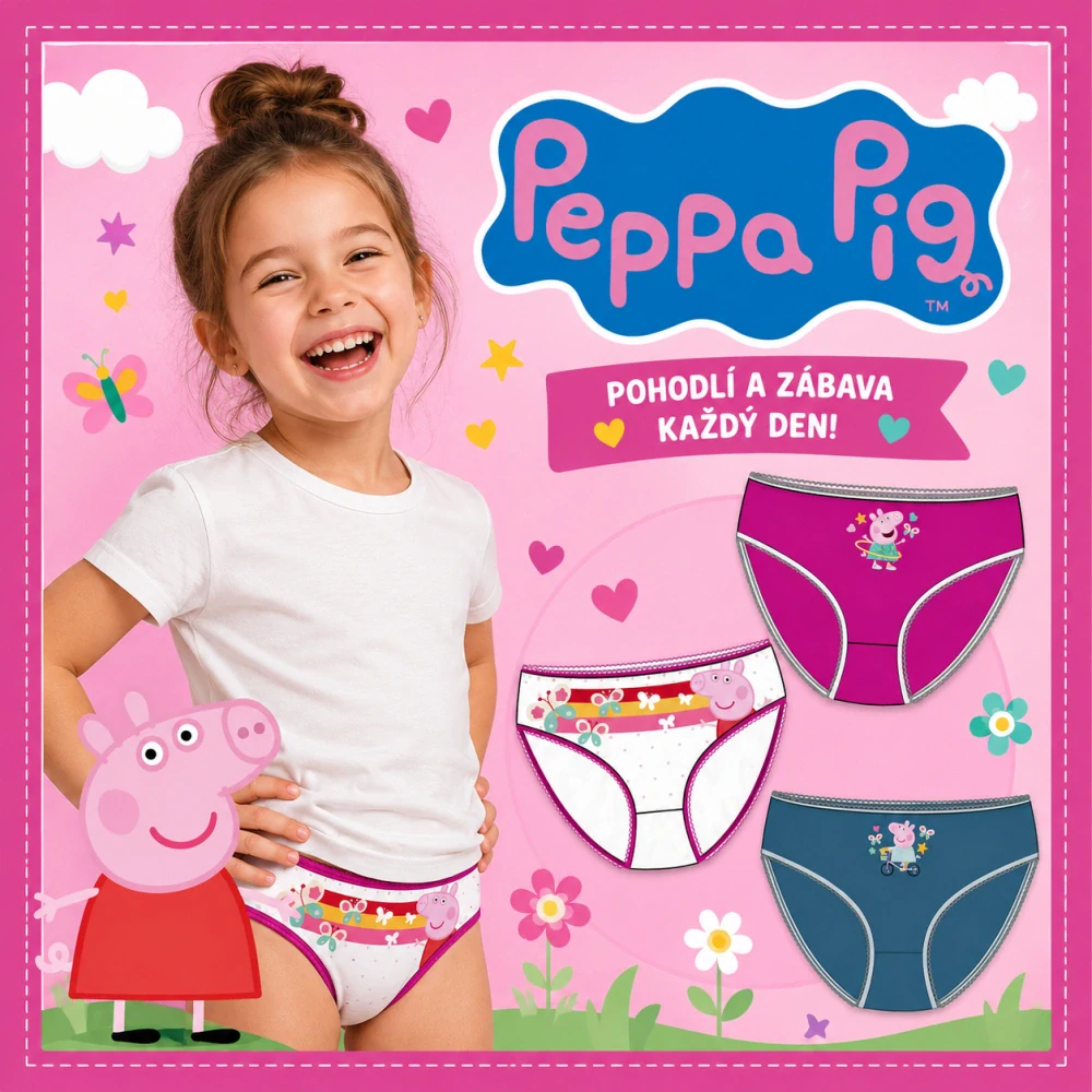DÍVČÍ KALHOTKY PEPPA PIG SADA 3 KUSY