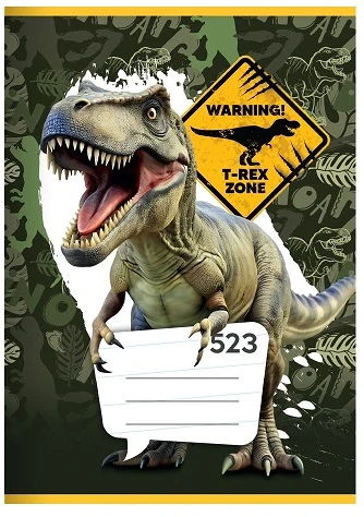 ŠKOLNÍ SEŠIT A5,20 LISTOVÝ- LINKOVANÝ 523 T-REX,DINO