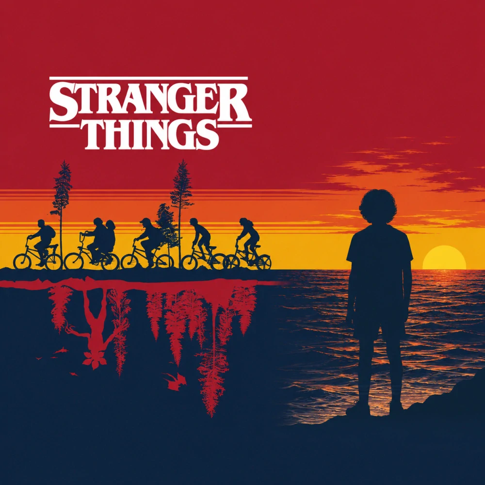 Bavlněná froté osuška 70x140 cm - Stranger Things "Upside Down"