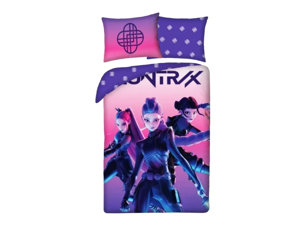 HALANTEX Bavlněné povlečení 140x200 + 70x90 cm - K-Pop Demon Hunters "Pink Power"