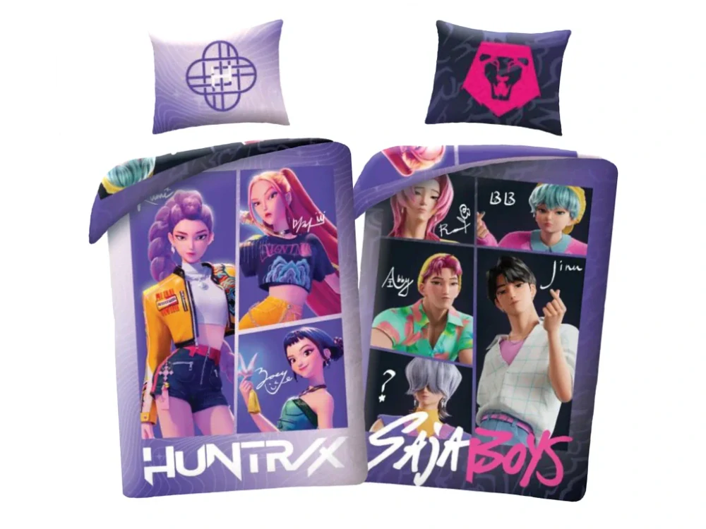 Povlečení z mikrovlákna 140x200 + 70x90 cm - K-Pop Demon Hunters "Huntrix & Saja Boys"