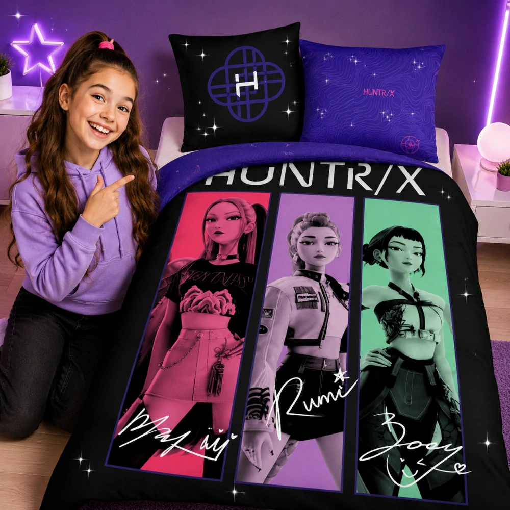 HALANTEX Bavlněné povlečení 140x200 + 70x90 cm - K-Pop Demon Hunters "Trio"