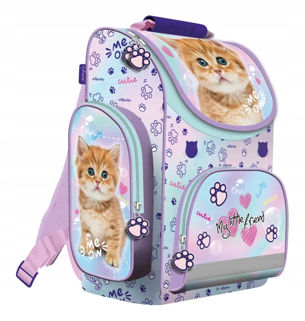 ZVÝHODNĚNÁ ŠKOLNÍ SADA PASTEL KITTY-aktovka,penál,sáček,zástěrka-vhodná pro prvňáčky