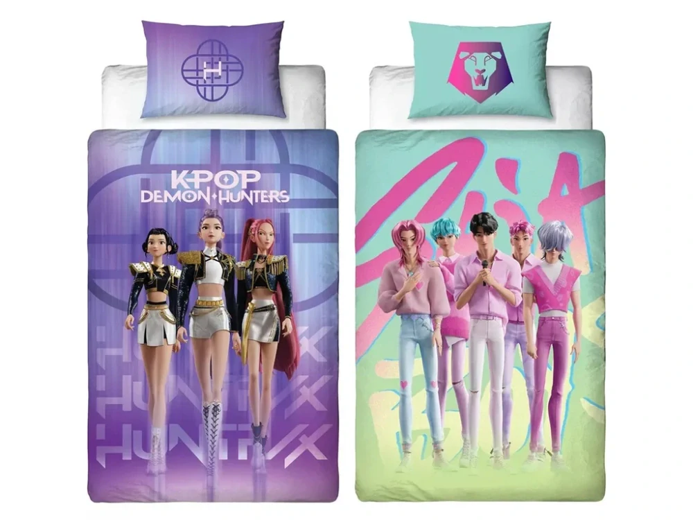 Povlečení z mikrovlákna 140x200 + 70x90 cm - K-Pop Demon Hunters "Iconic Huntrix a Saja Boys"