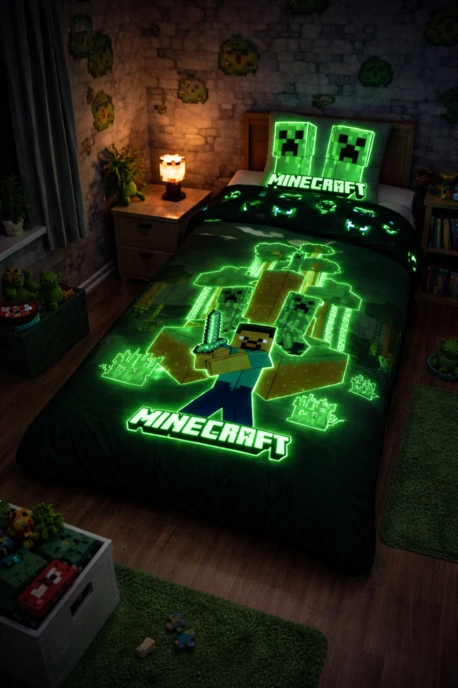 Povlečení Minecraft Jungle Fight svítící efekt 140x200, 70x90 cm