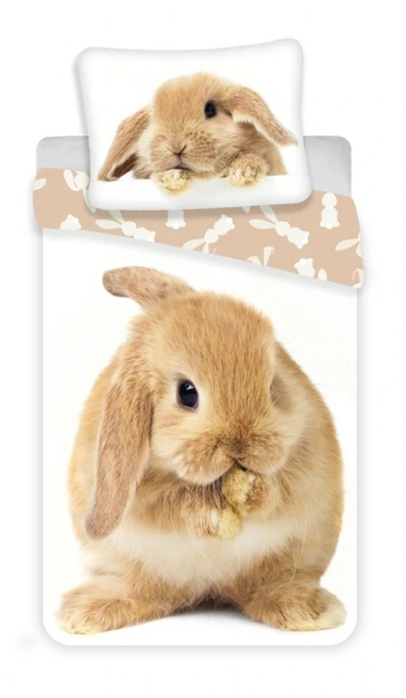 JERRY FABRICS Povlečení fototisk Bunny brown 140x200, 70x90 cm