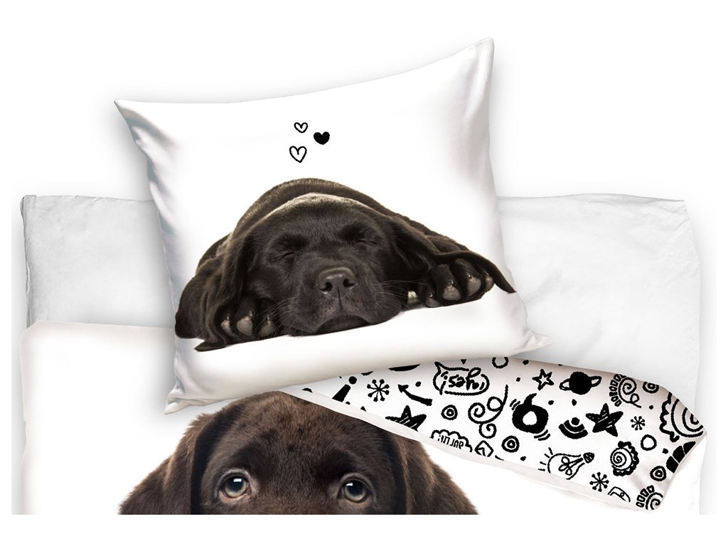 BAVLNĚNÉ POVLEČENÍ ŠTĚŇÁTKO HNĚDÝ LABRADOR