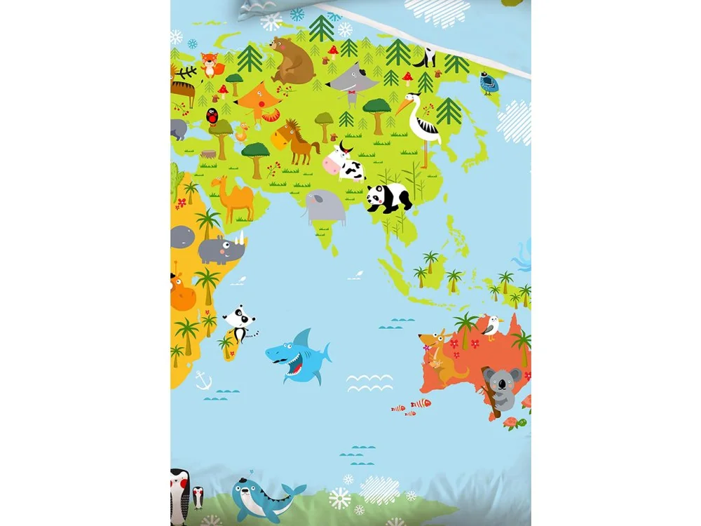 DĚTSKÉ POVLEČENÍ MAPA ZVÍŘAT