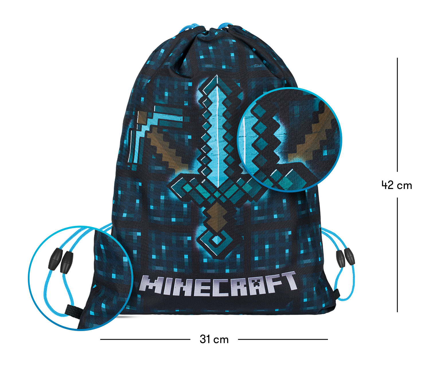 MINECRAFT 2 SET Blue Axe and Sword: penál, sáček