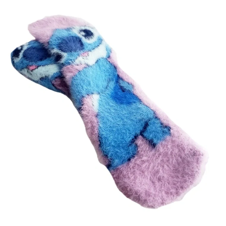 Dívčí kožešinové ponožky Disney Stitch s protiskluzem