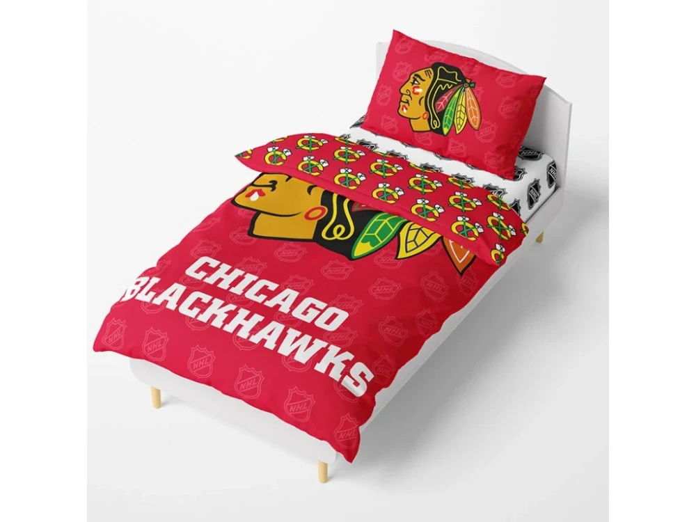 Hokejové povlečení NHL Chicago Blackhawks Shields 140x200,70x90 cm