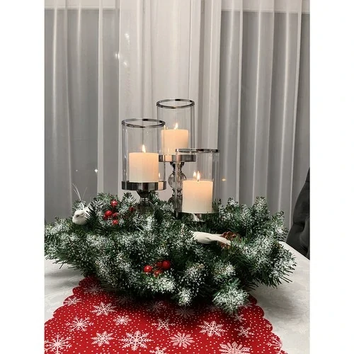 Ruhhy vánoční zasněžený věnec s umělými jeřabinami a šiškami 45 cm