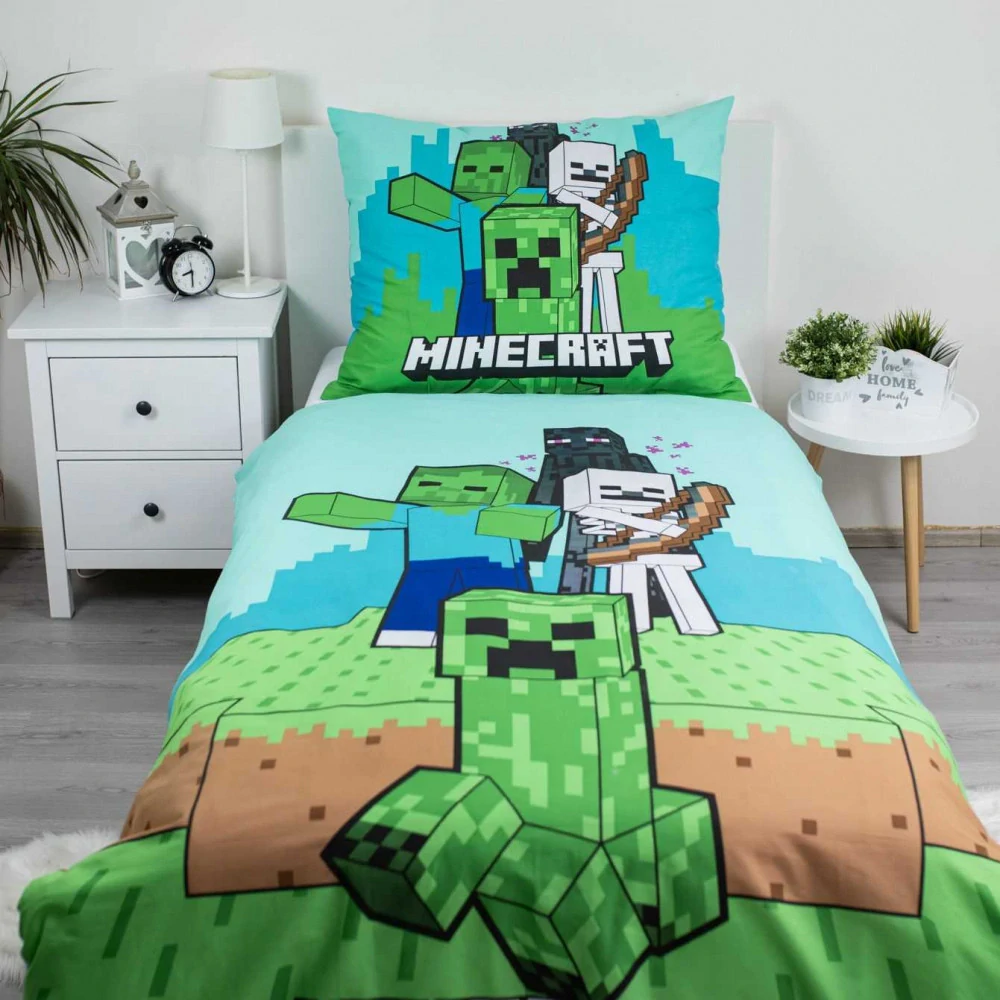 Jerry Fabrics Povlečení Minecraft Mobs here 140x200 70x90+DÁREK