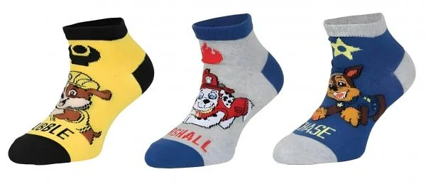 SADA 3 KS PONOŽKY KOTNÍČKOVÉ TLAPKOVÁ PATROLA