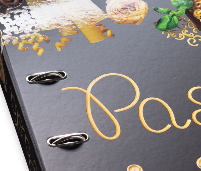 DESIGNOVÝ PÁKOVÝ POŘADAČ A4 7CM KARTON MOTIV - TĚSTOVINY(PASTA)
