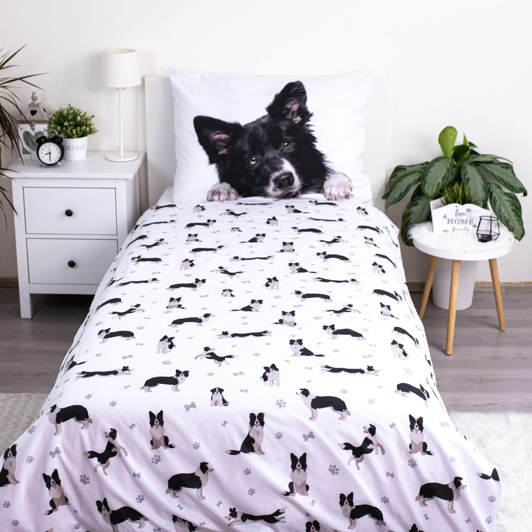 JERRY FABRICS Povlečení fototisk Border Kolie 140x200, 70x90 cm