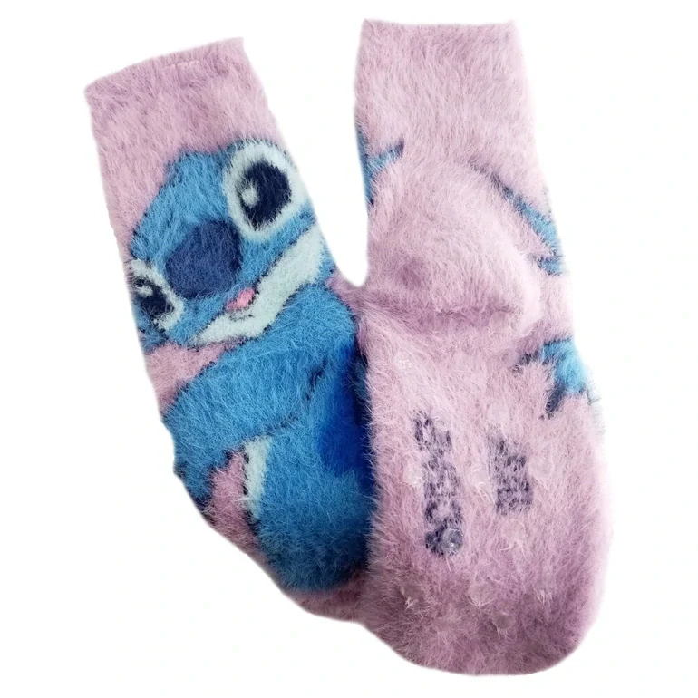 Dívčí kožešinové ponožky Disney Stitch s protiskluzem