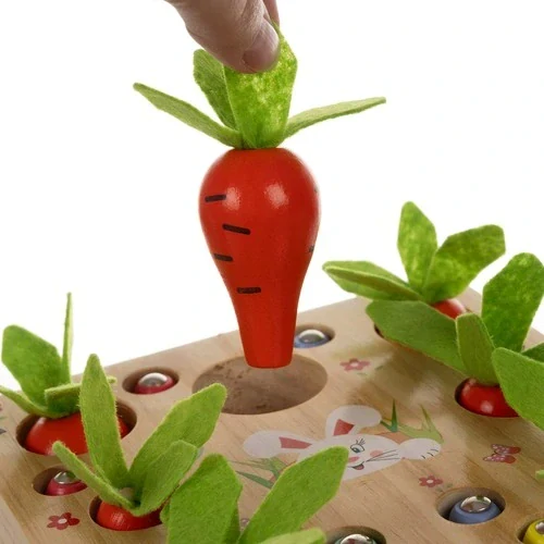 Kruzzel montessori dřevěná vzdělávací hra 2 v 1 mrkvová zahrádka