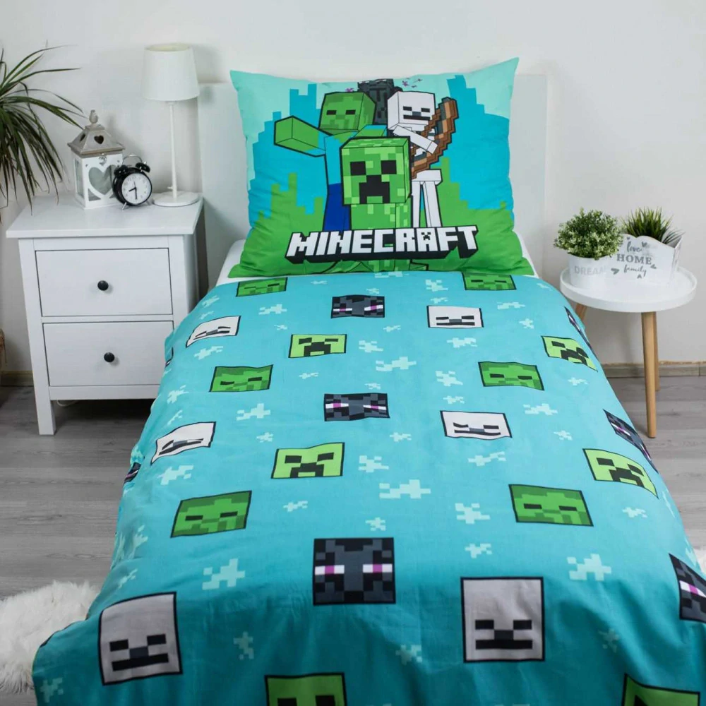 Jerry Fabrics Povlečení Minecraft Mobs here 140x200 70x90+DÁREK